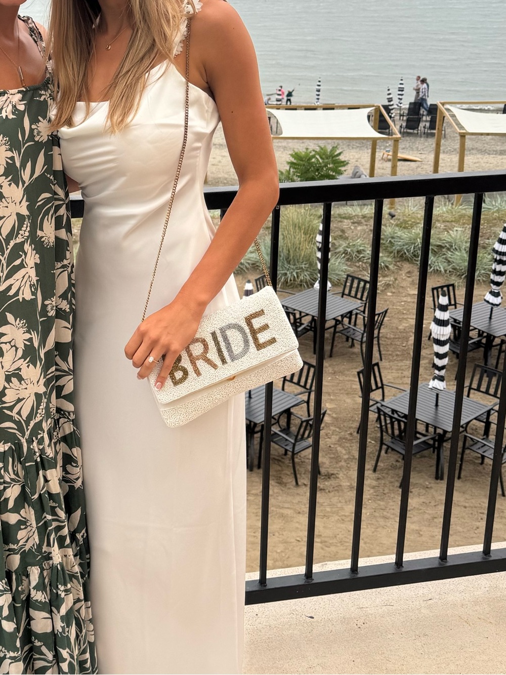 Altar'd State White Maxi Dress with Floral Strap Detail